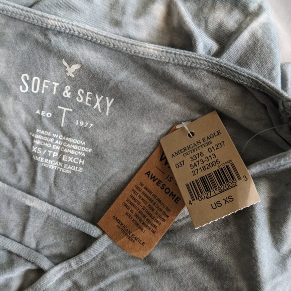 NWT American Eagle Soft & Sexy Tie Dye Flare Sleeve Top - Picture 6 of 6